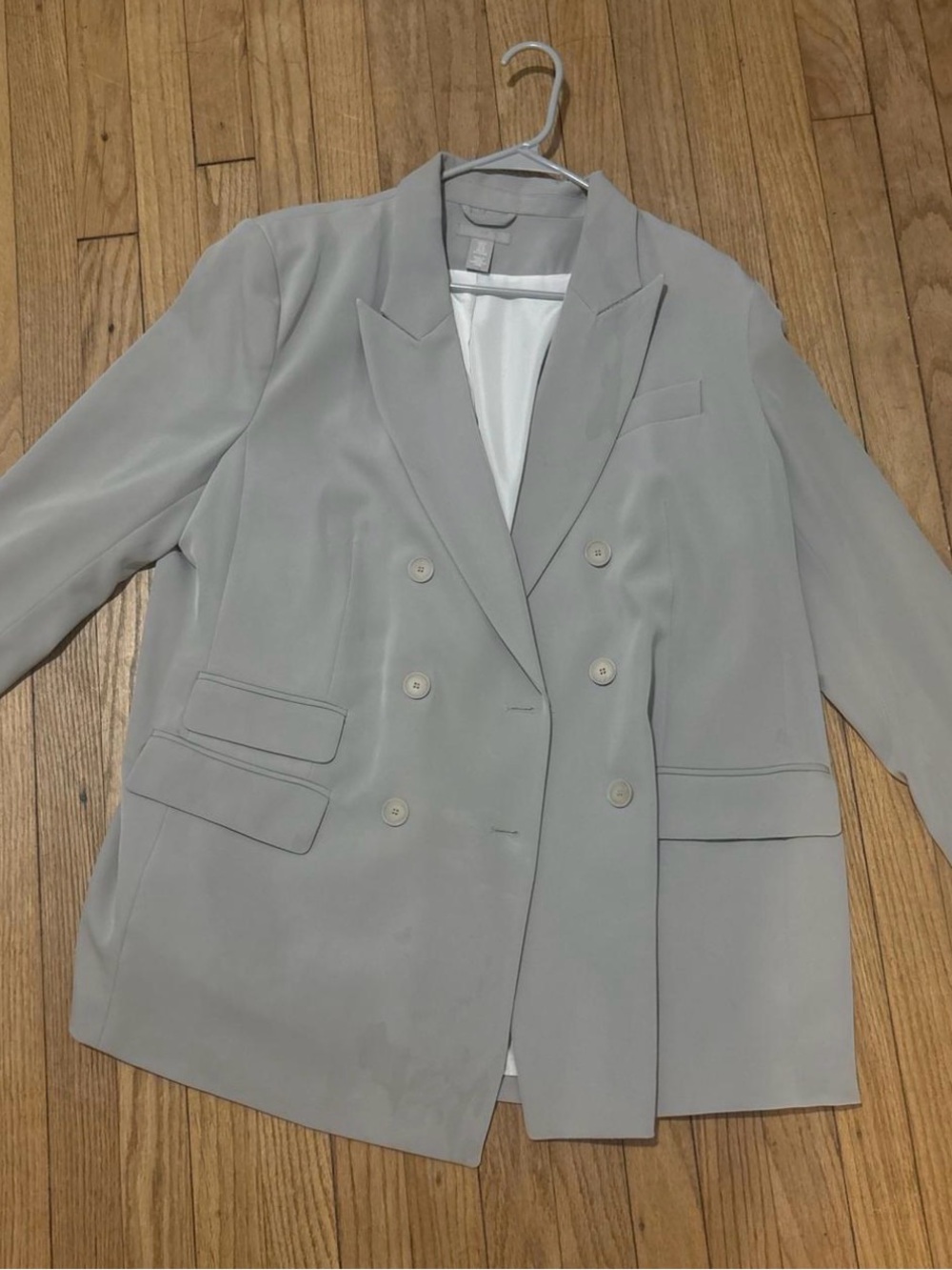 H&M Double-Breasted Blazer in Light Gray